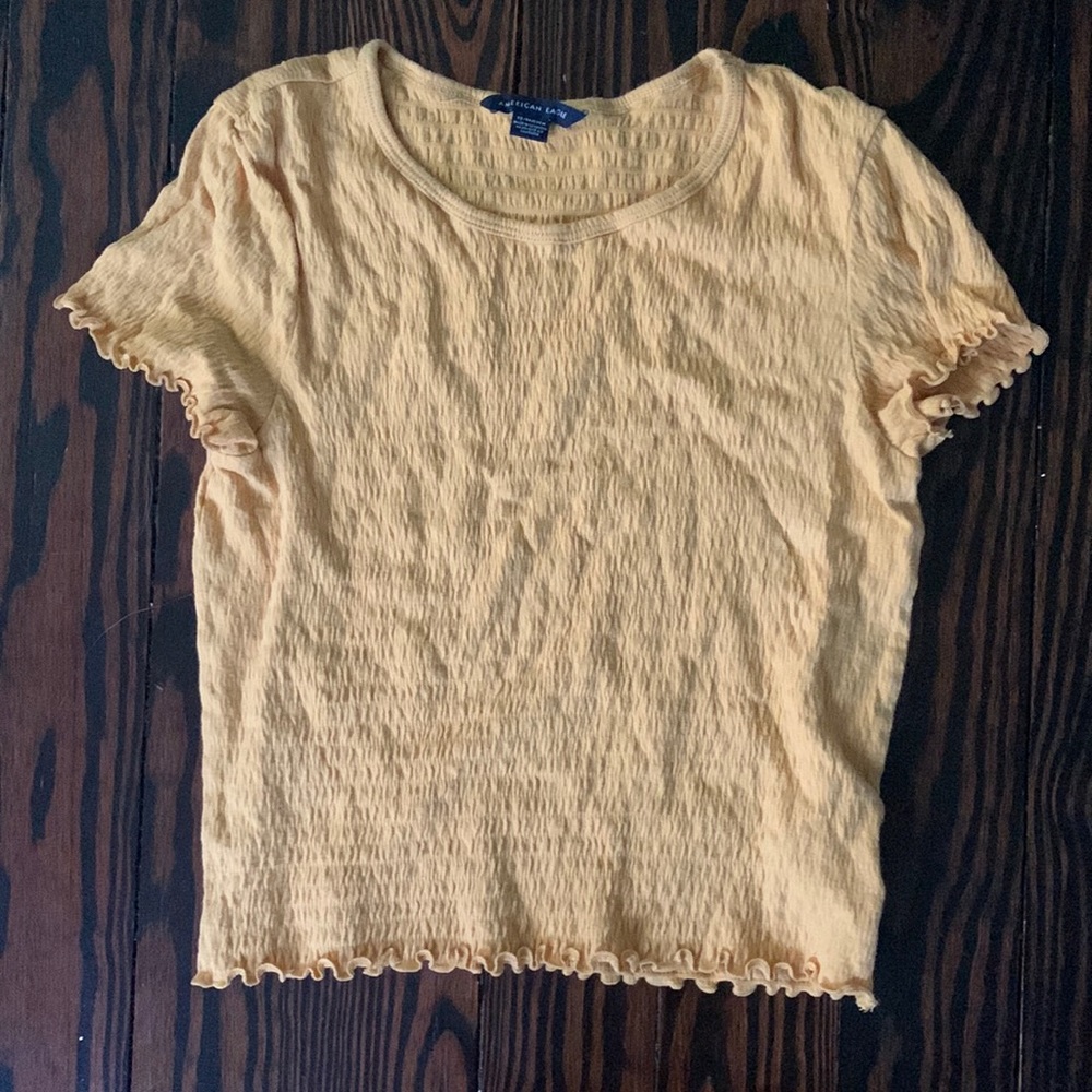 AMERICAN EAGLE YELLOW WAFFLE SHIRT XS